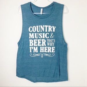 Country Music & Beer Tank Top Tee Plus Size 2XL